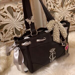 Exclusive Juicy Couture Crown Tote Brown with Pink & rhinestones embellishments💕